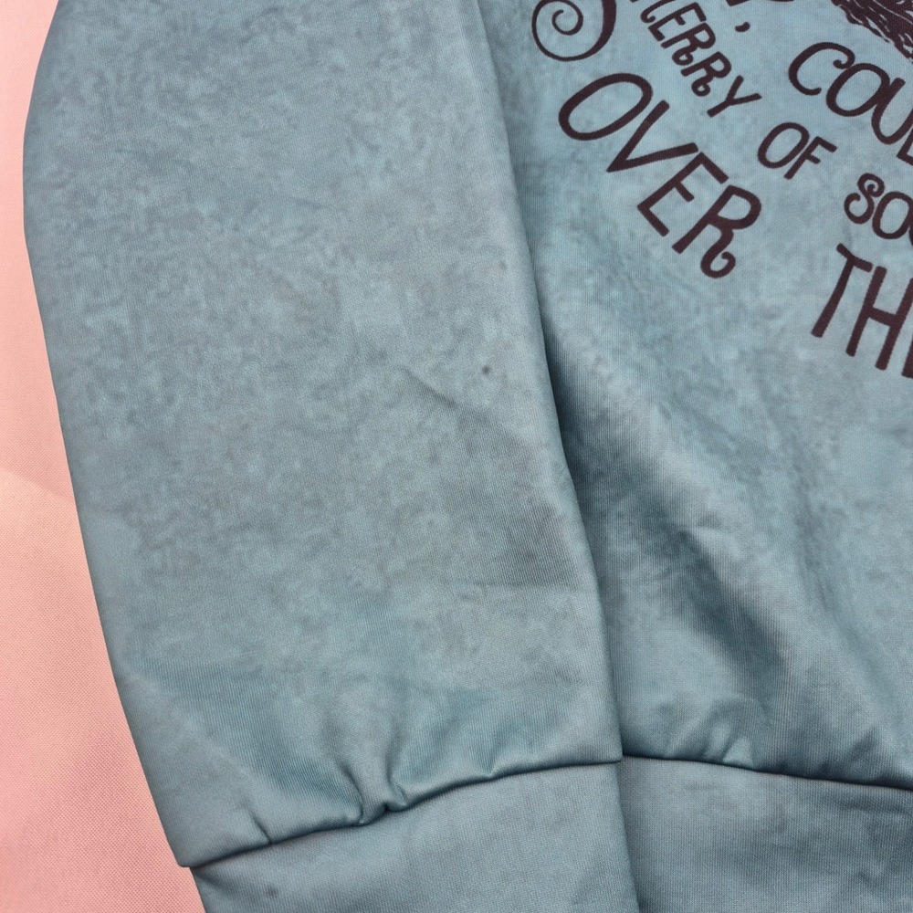Outlander Sweatshirt Women's 2X Teal Shiny Finish Crewneck Over the Sea Quote - Picture 6 of 12